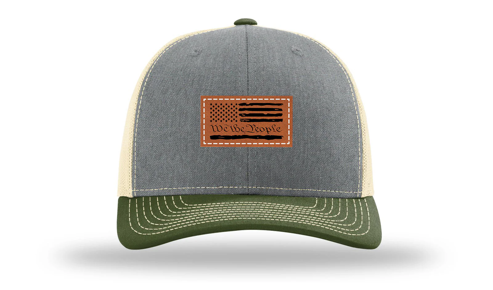 We The People Flag Leather Patch Richardson 112 Hat - Image 38
