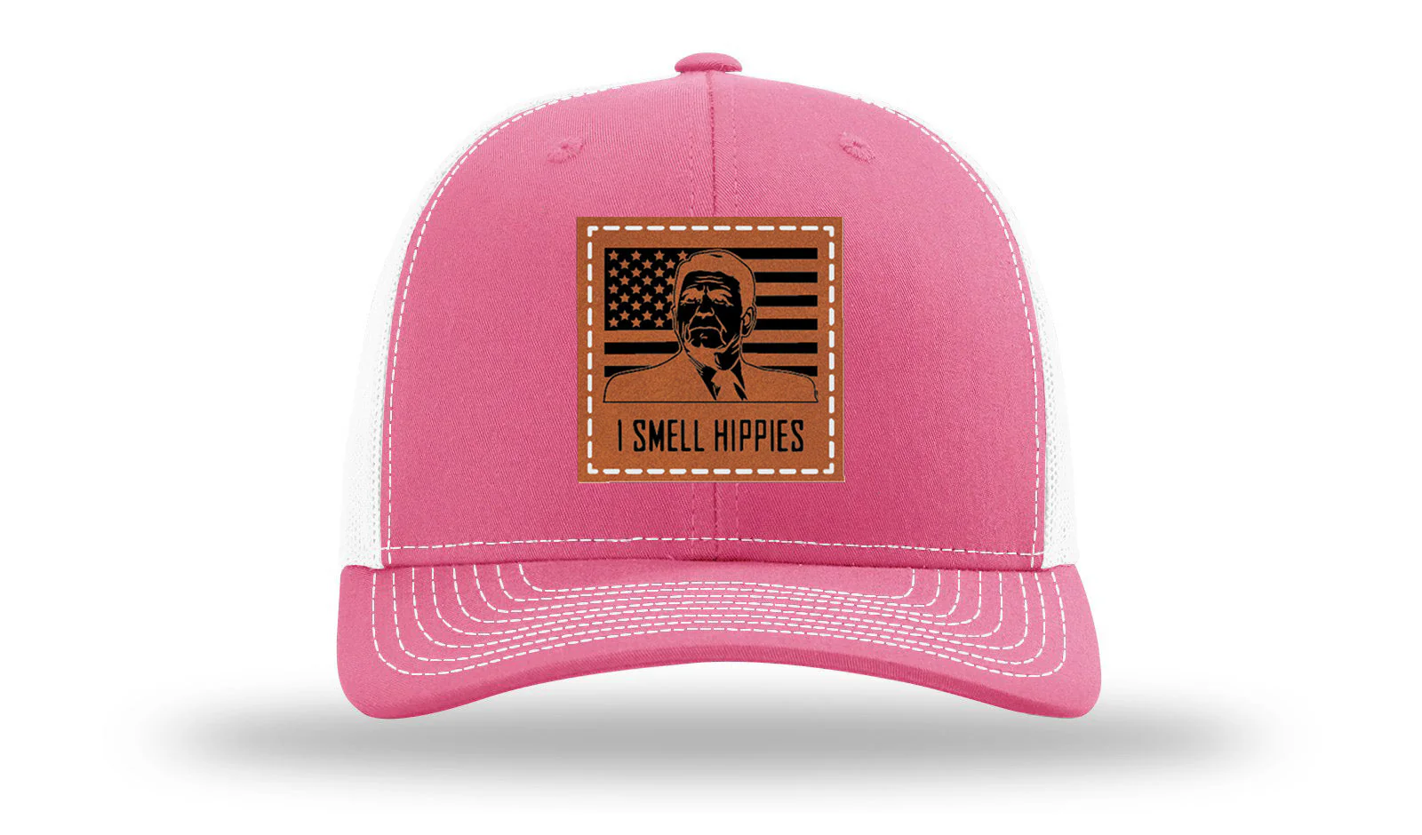 I Smell Hippies Leather Patch Richardson 112 Hat - Image 23