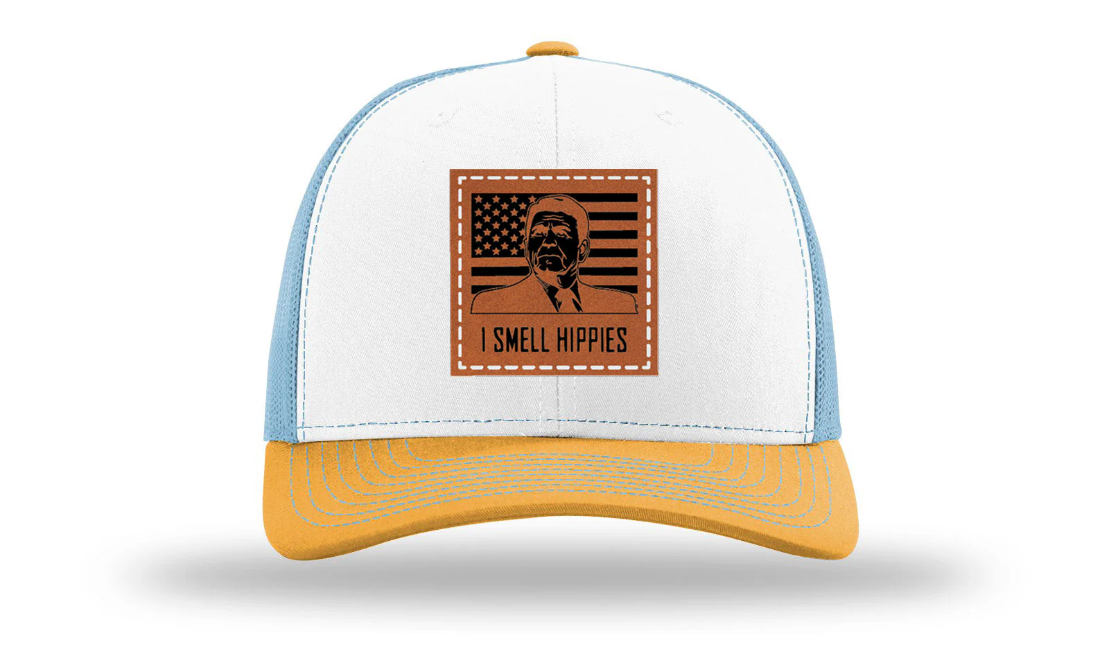 I Smell Hippies Leather Patch Richardson 112 Hat - Image 43