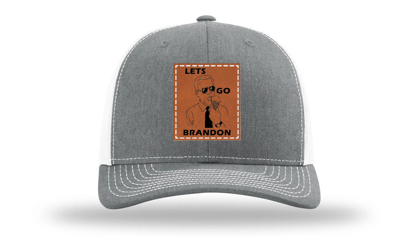 Let's Go Brandon Ice Cream Leather Patch Richardson 112 Hat - Image 21