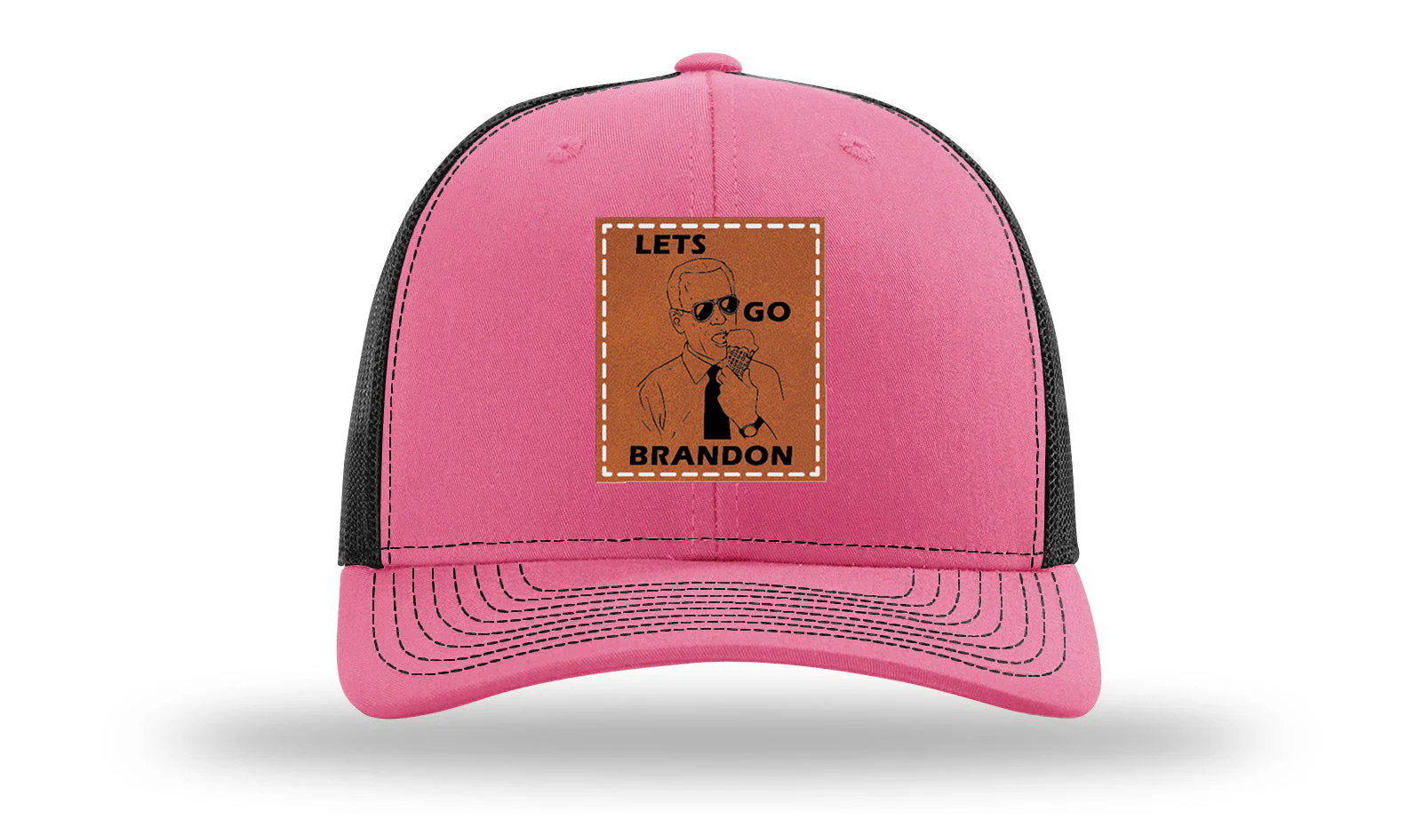 Let's Go Brandon Ice Cream Leather Patch Richardson 112 Hat - Image 22