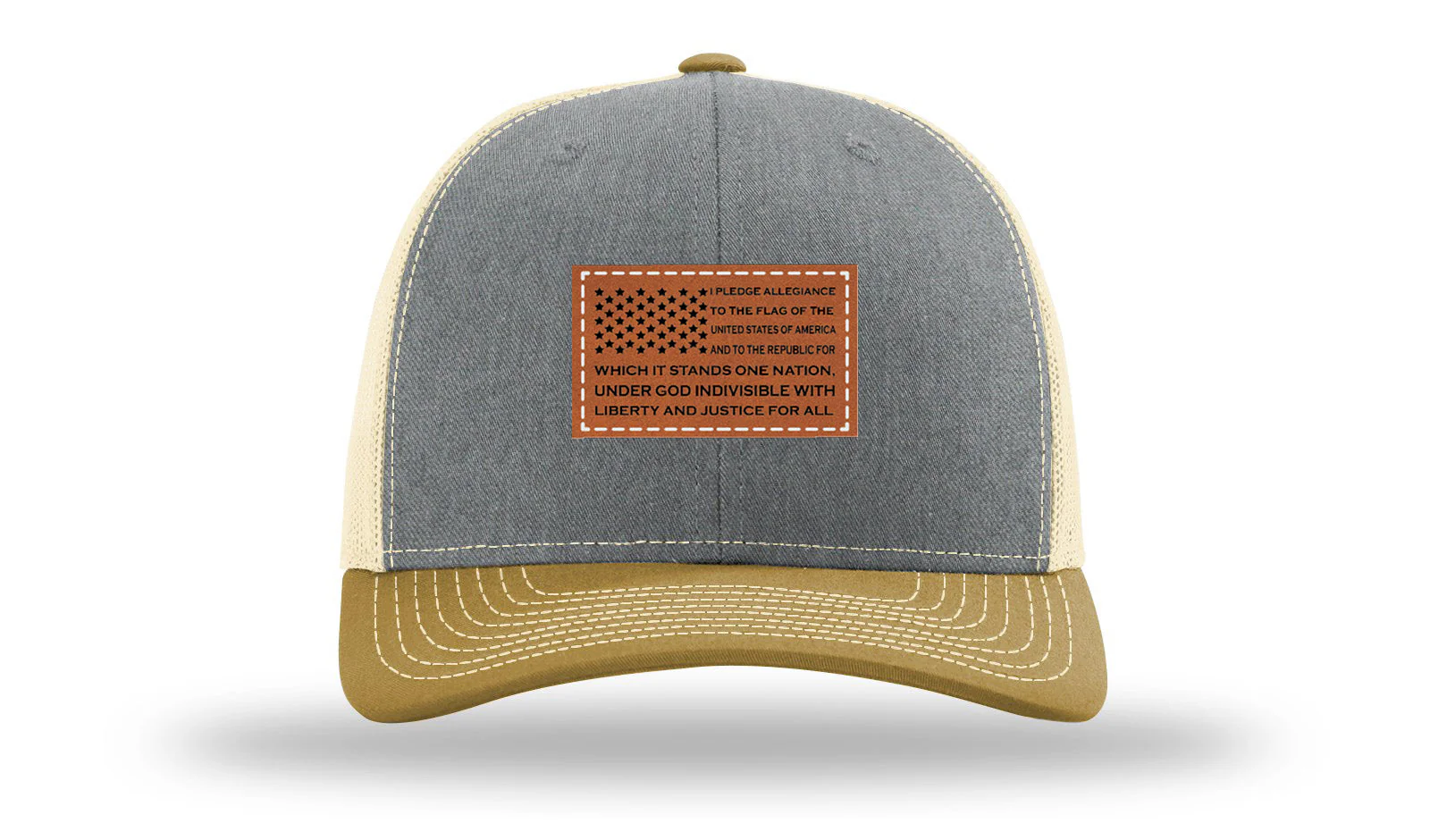 Pledge Of Allegiance Flag Leather Patch Richardson 112 Hat - Image 37