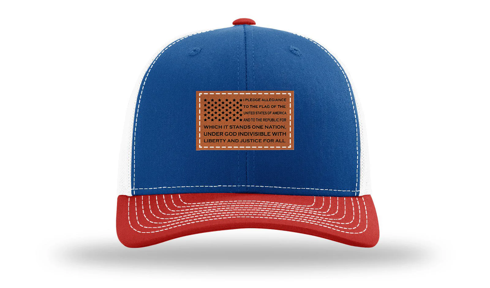 Pledge Of Allegiance Flag Leather Patch Richardson 112 Hat - Image 42