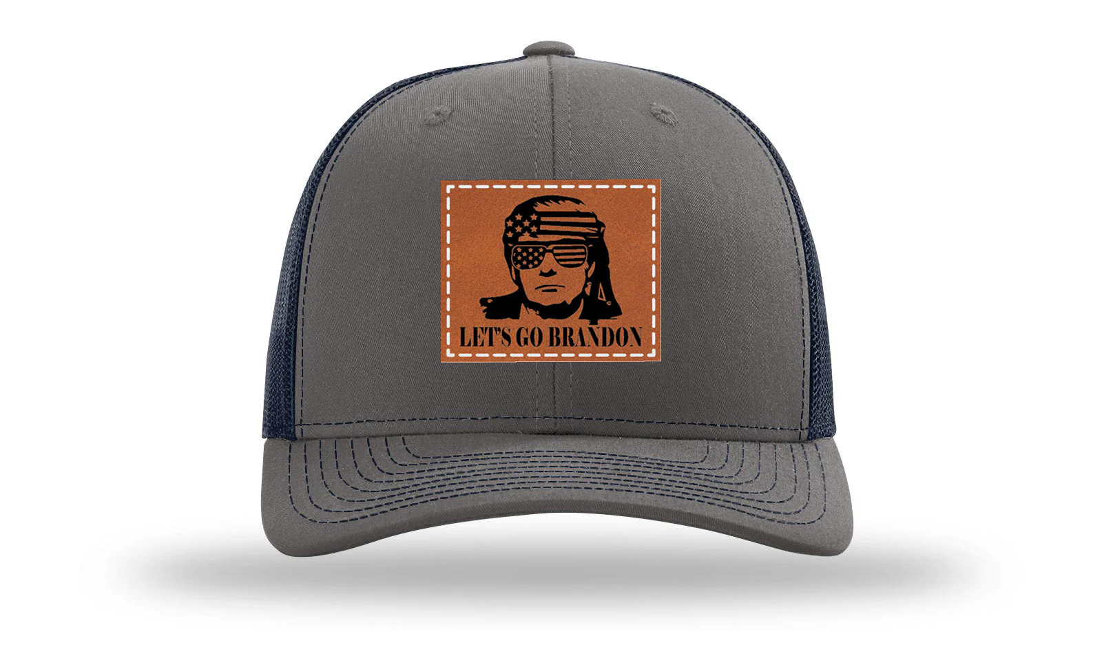 Trump - Let's Go Brandon Leather Patch Richardson 112 Hat - Image 13