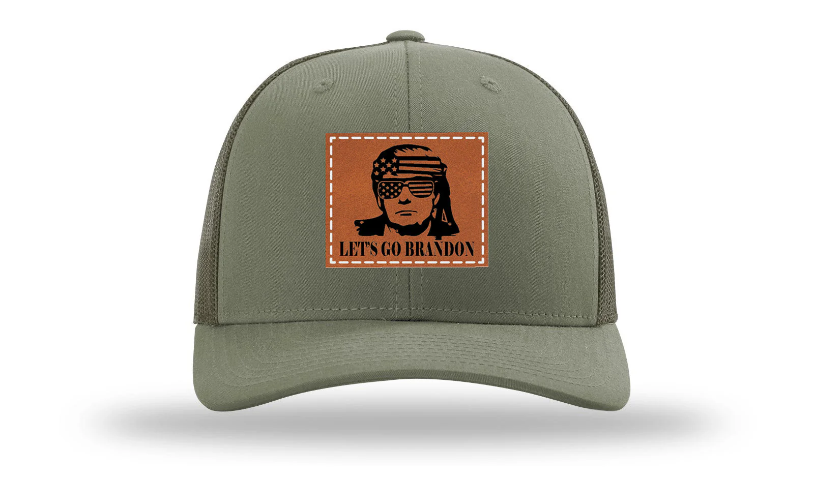 Trump - Let's Go Brandon Leather Patch Richardson 112 Hat - Image 3