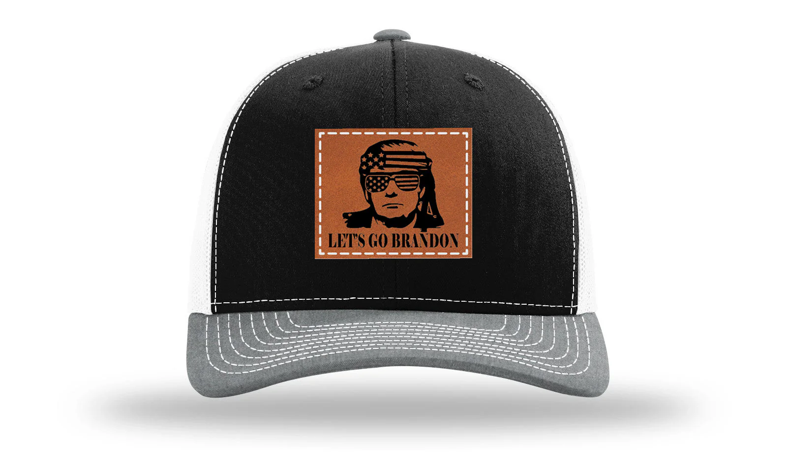Trump - Let's Go Brandon Leather Patch Richardson 112 Hat - Image 33