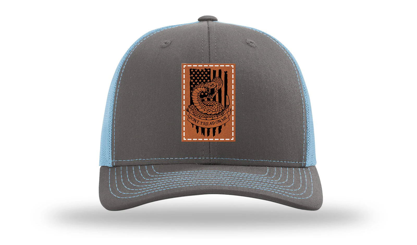 Don't Tread On Me Snake Leather Patch Richardson 112 Hat - Image 12
