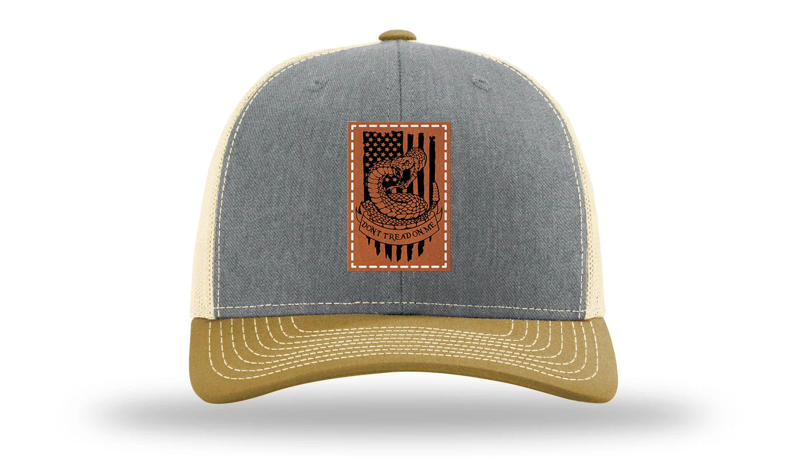 Don't Tread On Me Snake Leather Patch Richardson 112 Hat - Image 37