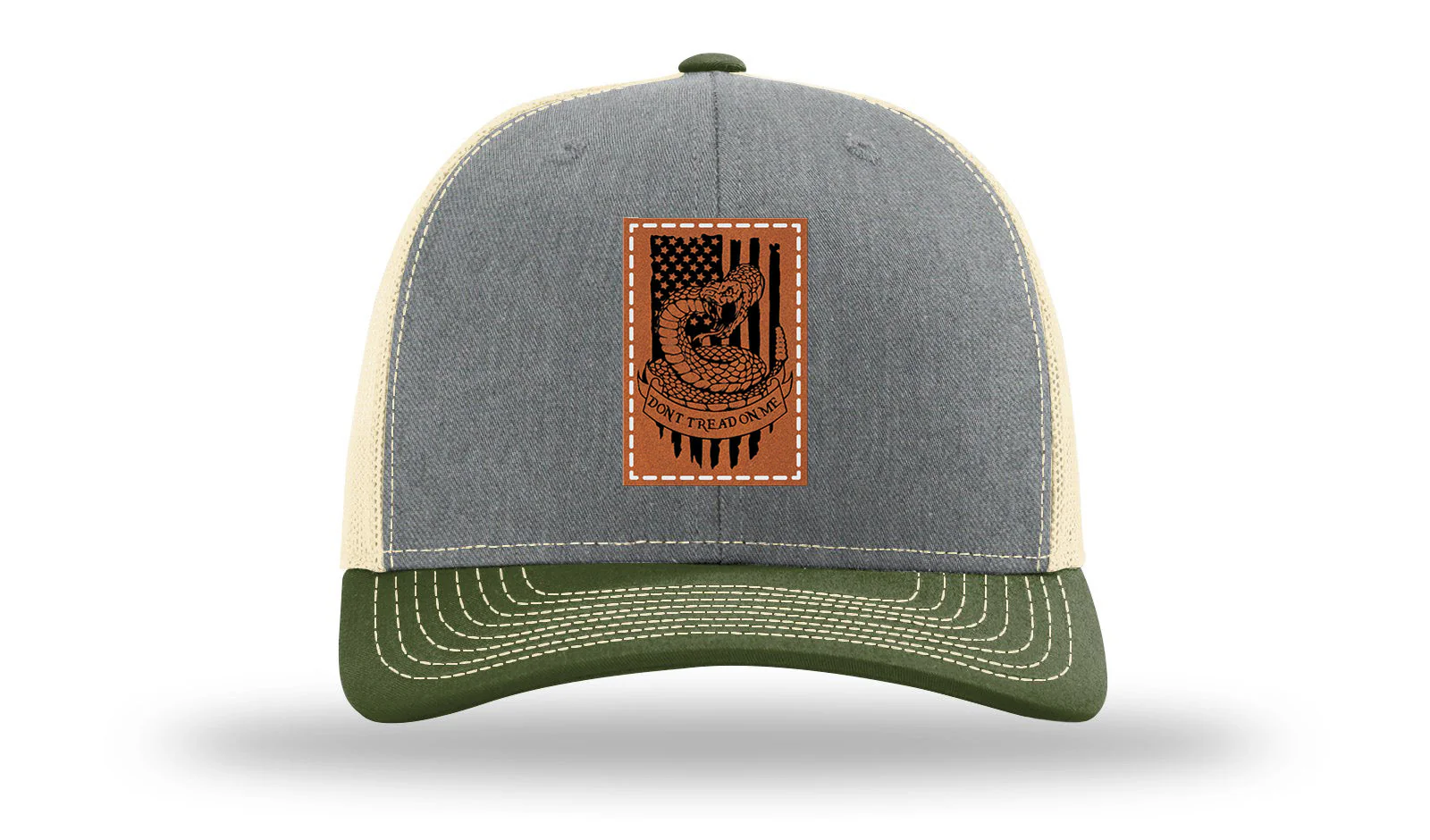 Don't Tread On Me Snake Leather Patch Richardson 112 Hat - Image 38