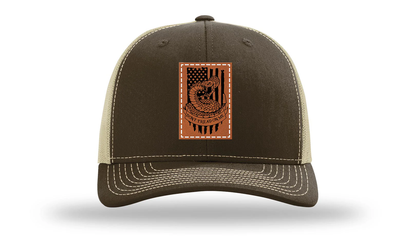 Don't Tread On Me Snake Leather Patch Richardson 112 Hat - Image 8