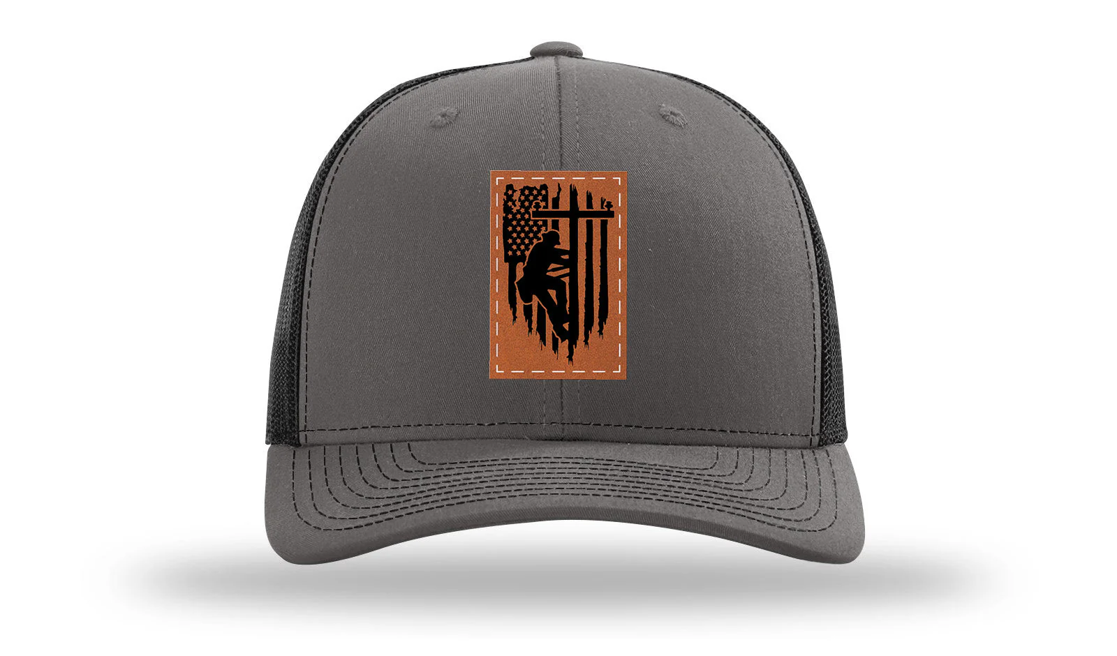 Lineman Flag Leather Patch Richardson 112 Hat - Image 11