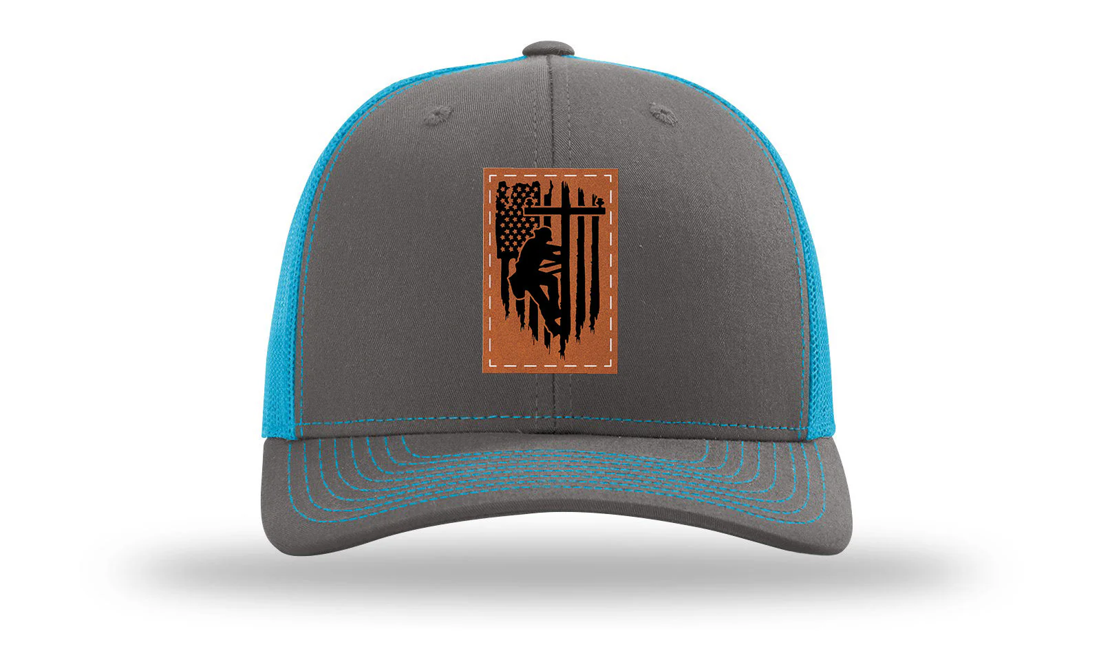 Lineman Flag Leather Patch Richardson 112 Hat - Image 14