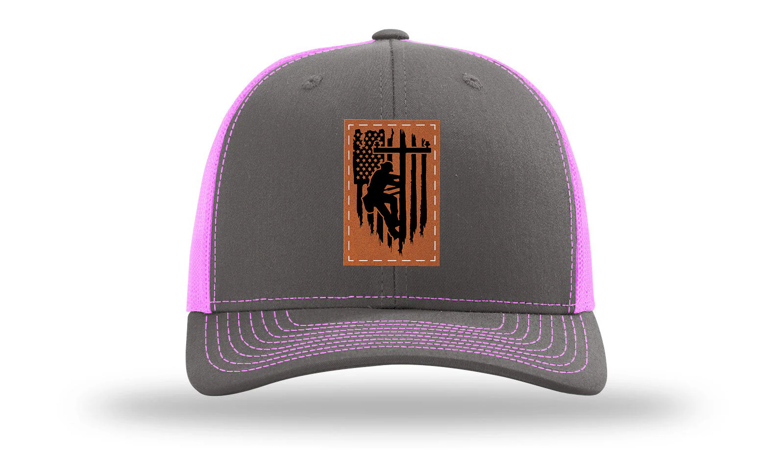 Lineman Flag Leather Patch Richardson 112 Hat - Image 15