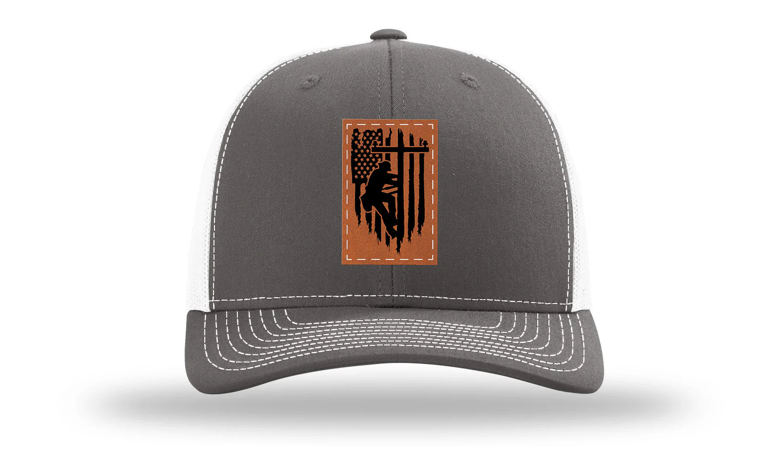 Lineman Flag Leather Patch Richardson 112 Hat - Image 16