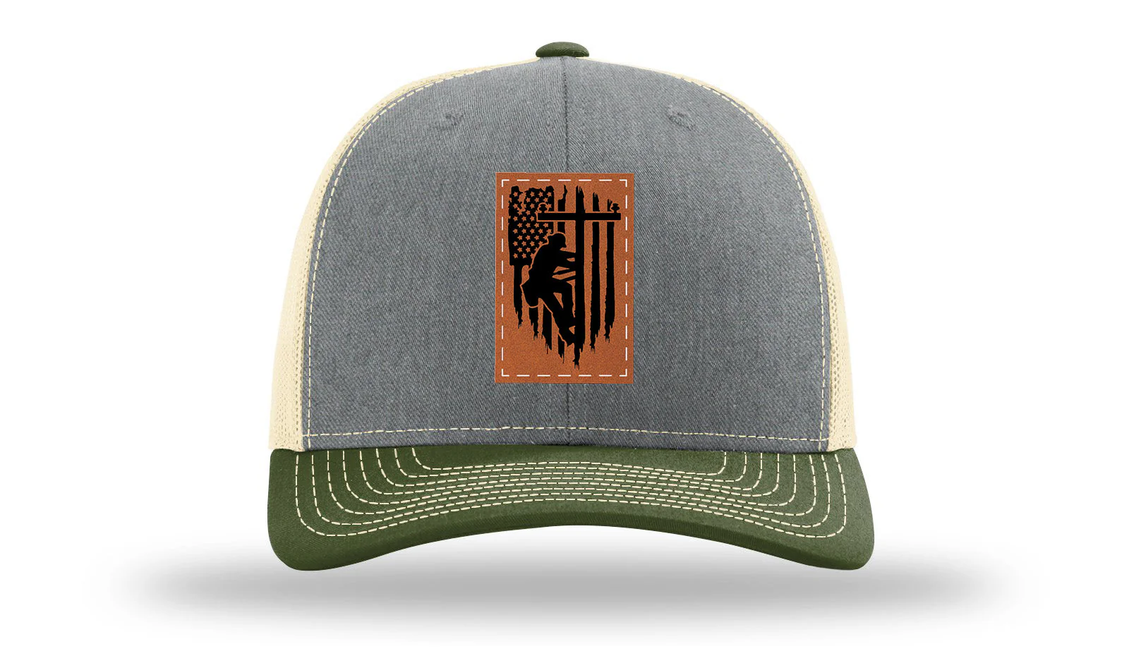 Lineman Flag Leather Patch Richardson 112 Hat - Image 38