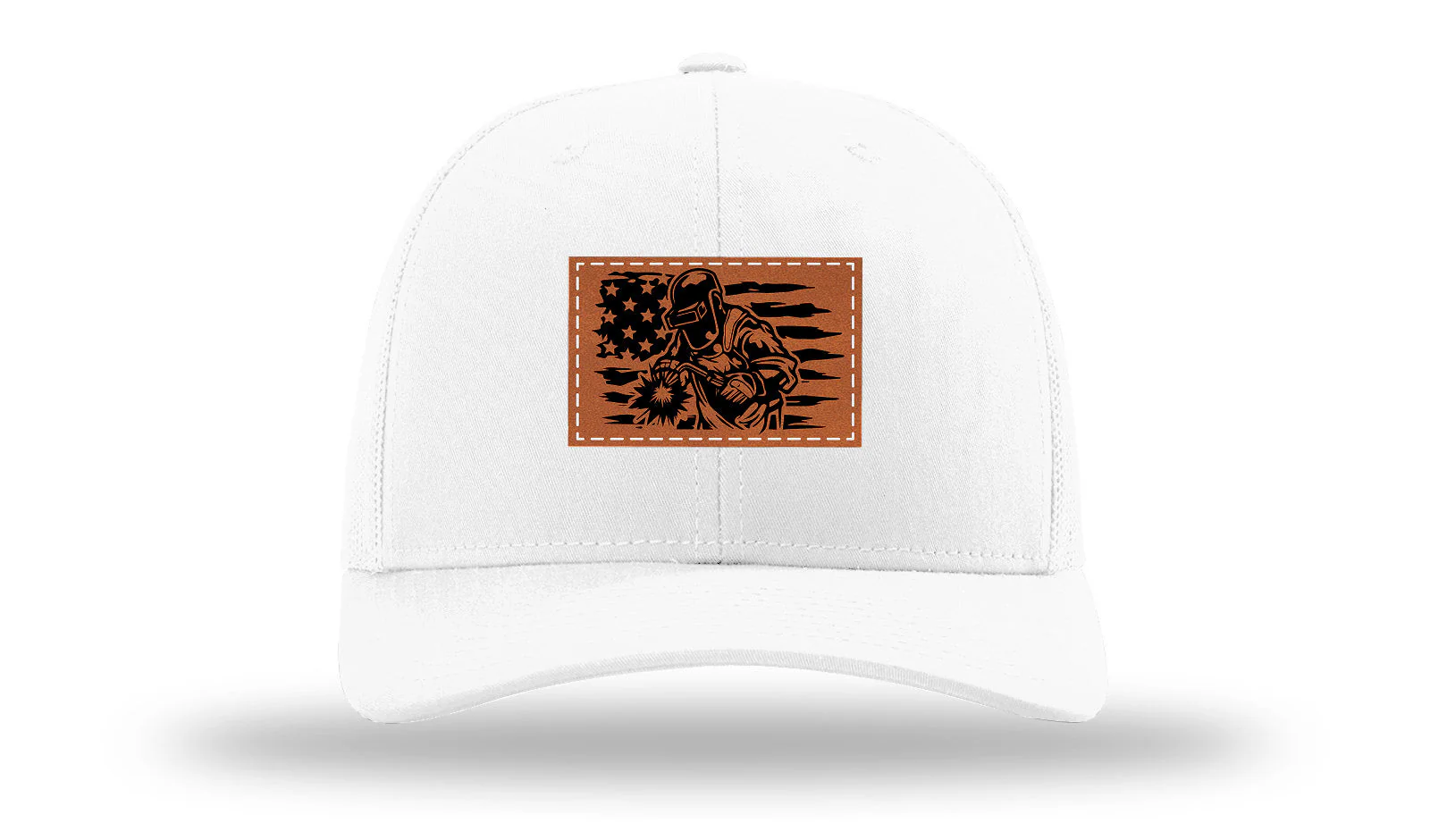 Welder Flag Leather Patch Richardson 112 Hat - Image 5