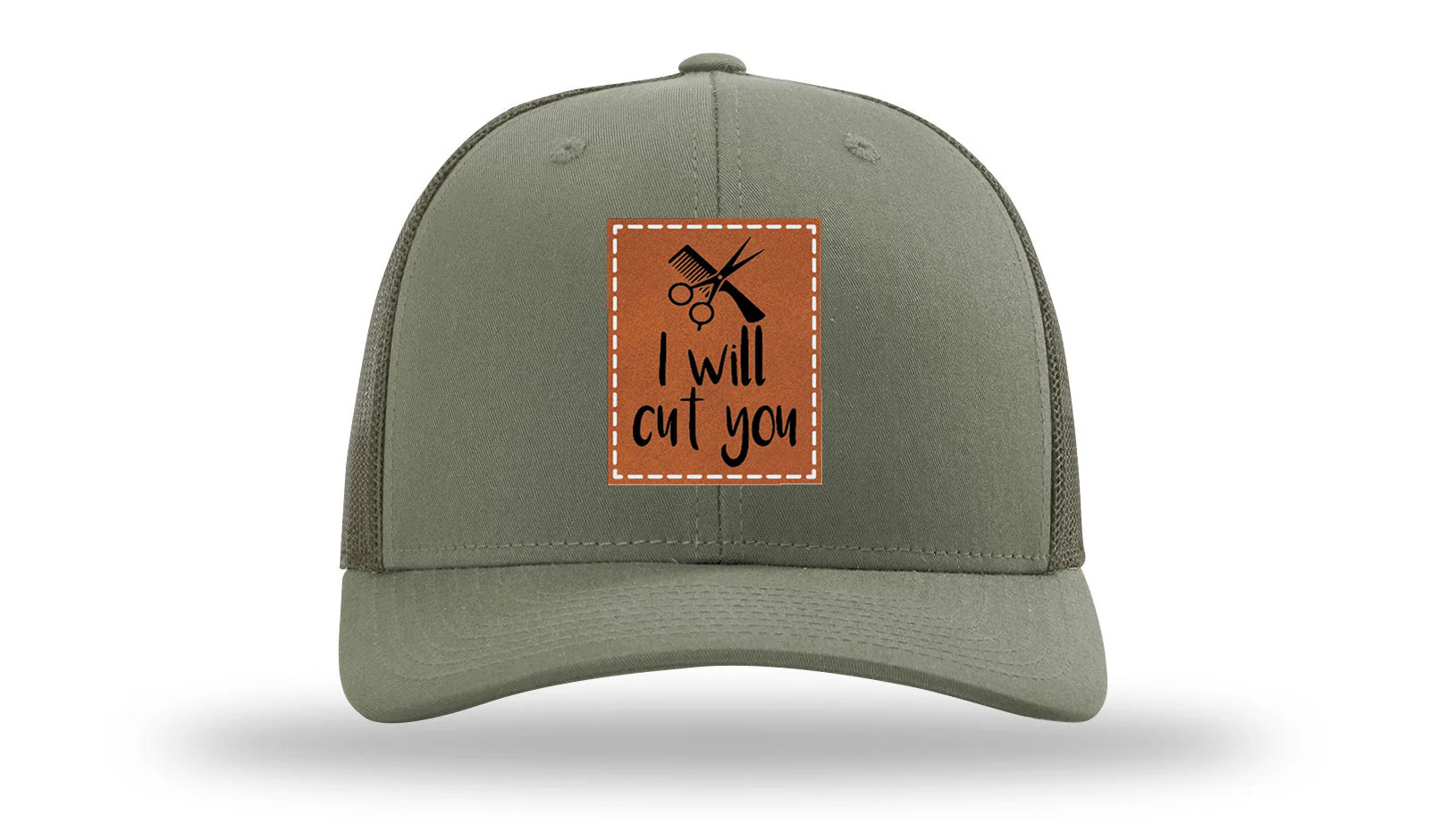 I Will Cut You Leather Patch Richardson 112 Hat - Image 3