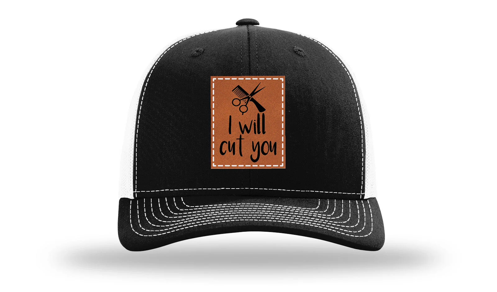 I Will Cut You Leather Patch Richardson 112 Hat - Image 7