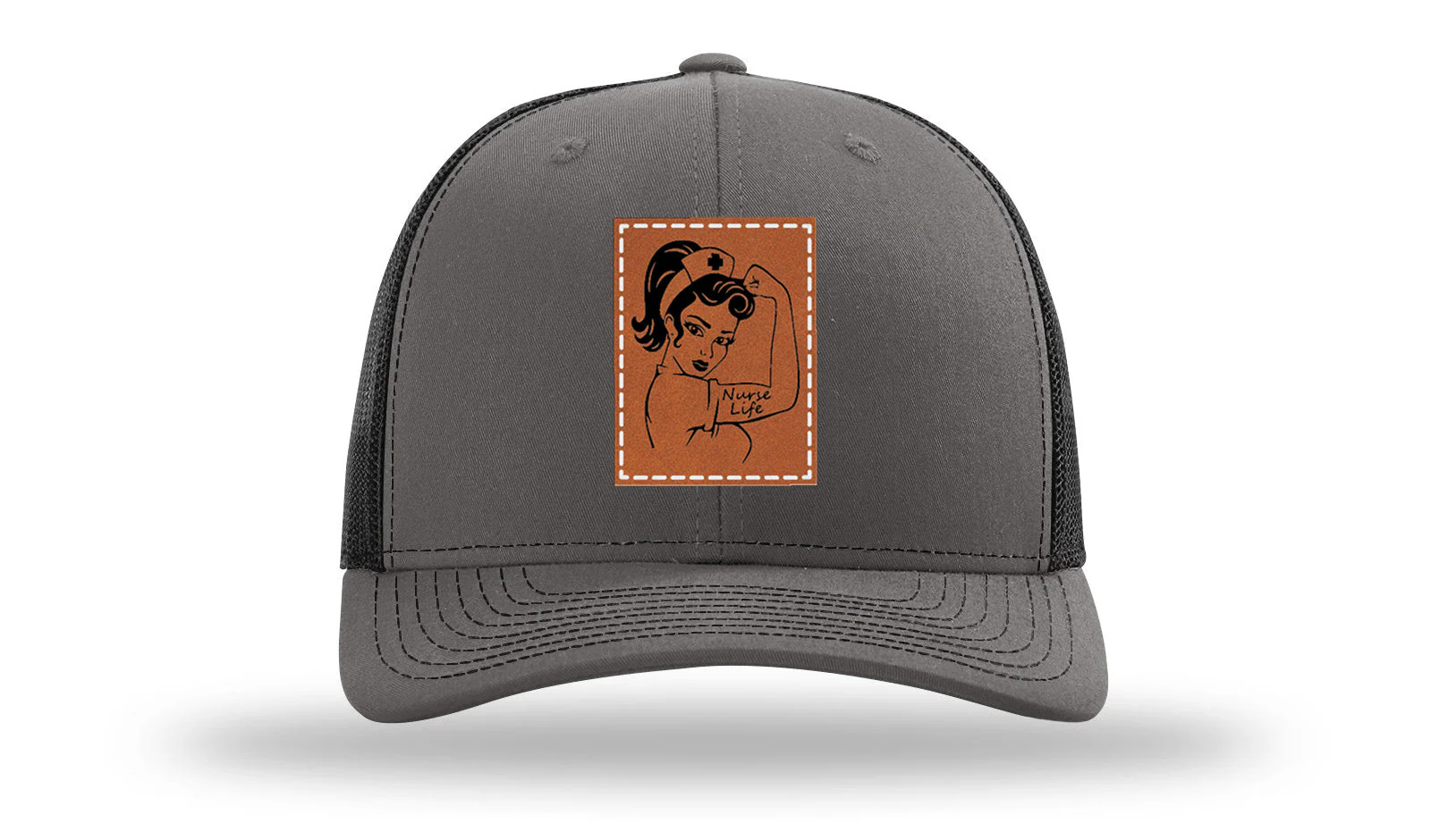 Nurse Life Girl Leather Patch Richardson 112 Hat - Image 11