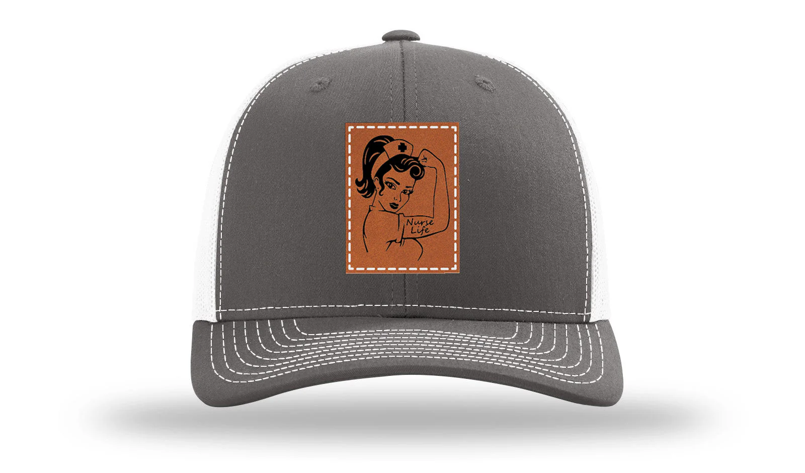 Nurse Life Girl Leather Patch Richardson 112 Hat - Image 16
