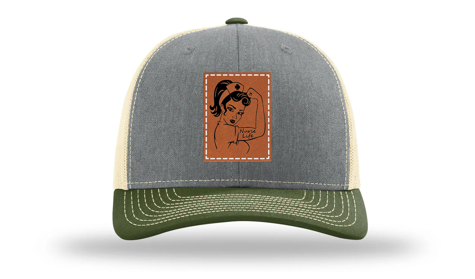 Nurse Life Girl Leather Patch Richardson 112 Hat - Image 38