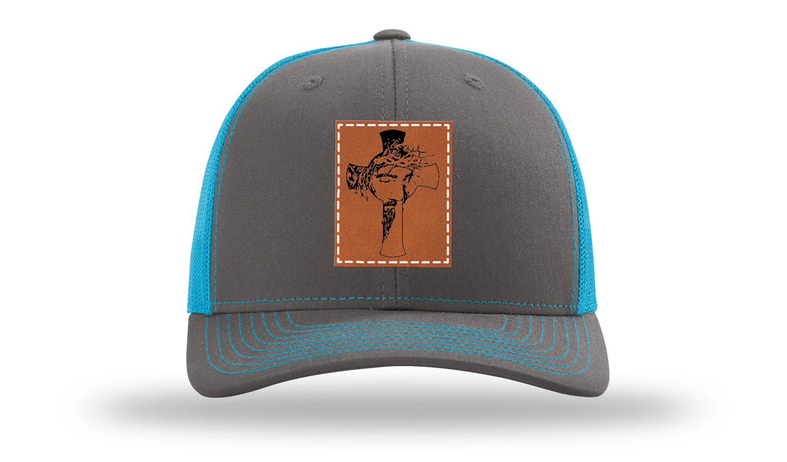 Jesus Cross Leather Patch Richardson 112 Hat - Image 14