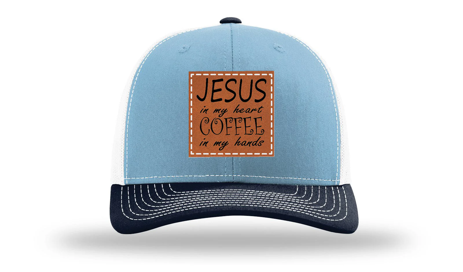 Jessus in My Heart Leather Patch Richardson 112 Hat - Image 34
