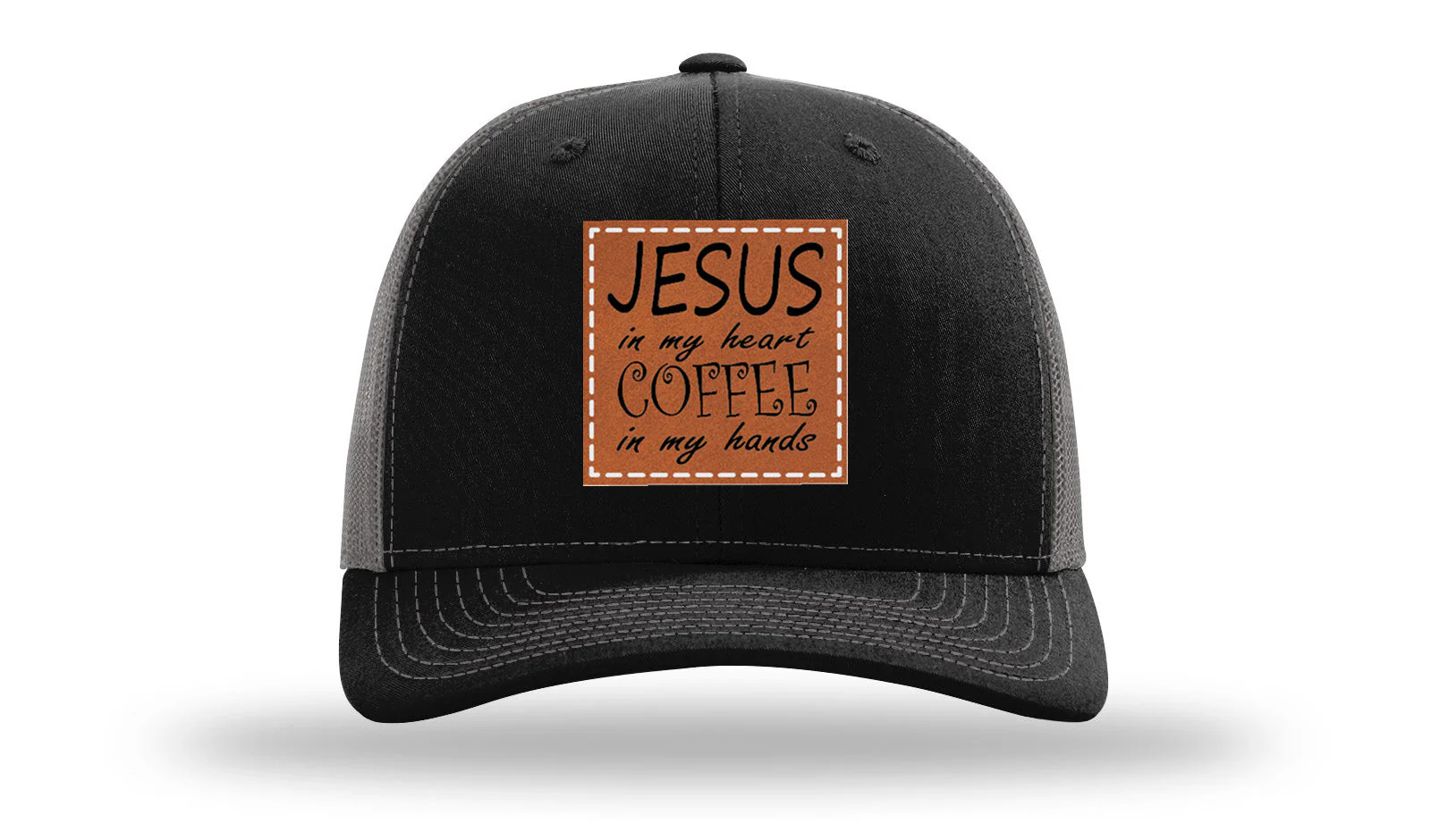 Jessus in My Heart Leather Patch Richardson 112 Hat - Image 6