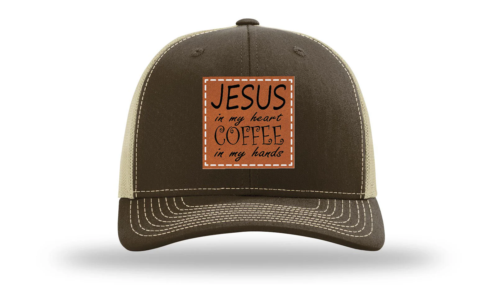 Jessus in My Heart Leather Patch Richardson 112 Hat - Image 8
