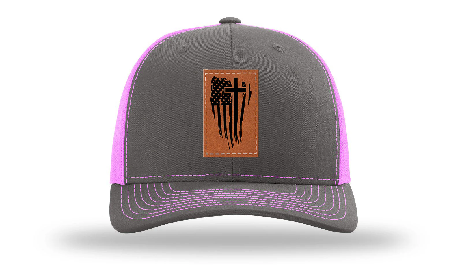 Cross Flag Leather Patch Richardson 112 Hat - Image 15