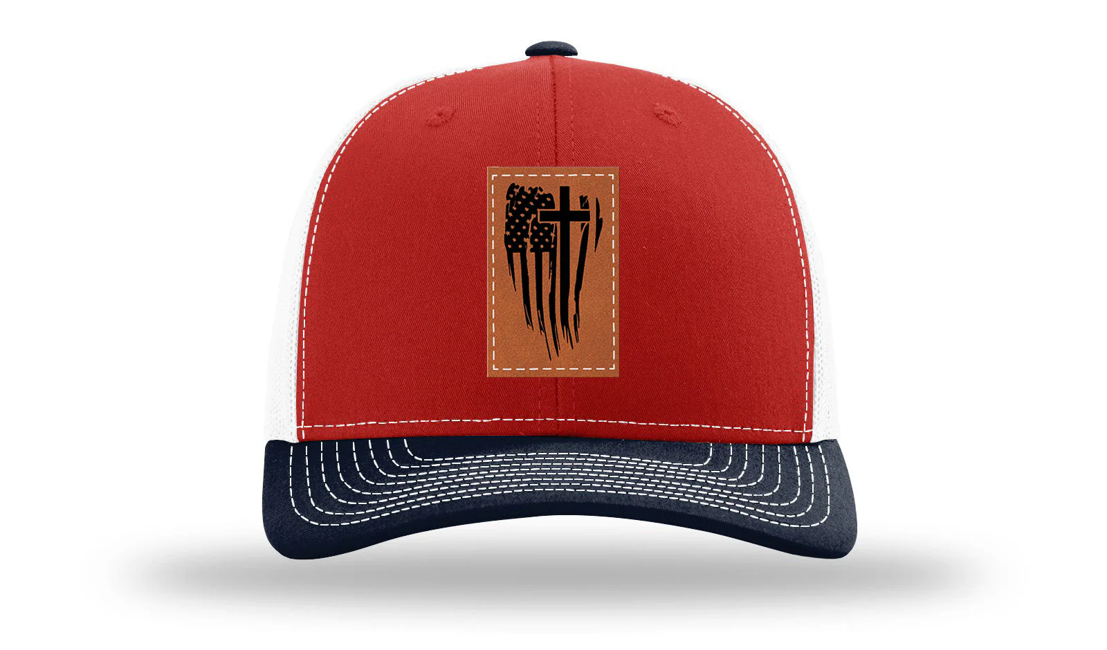 Cross Flag Leather Patch Richardson 112 Hat - Image 41