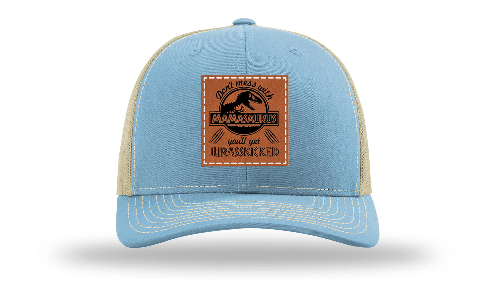 Don't Mess With Mamasaurus Leather Patch Richardson 112 Hat - Image 18
