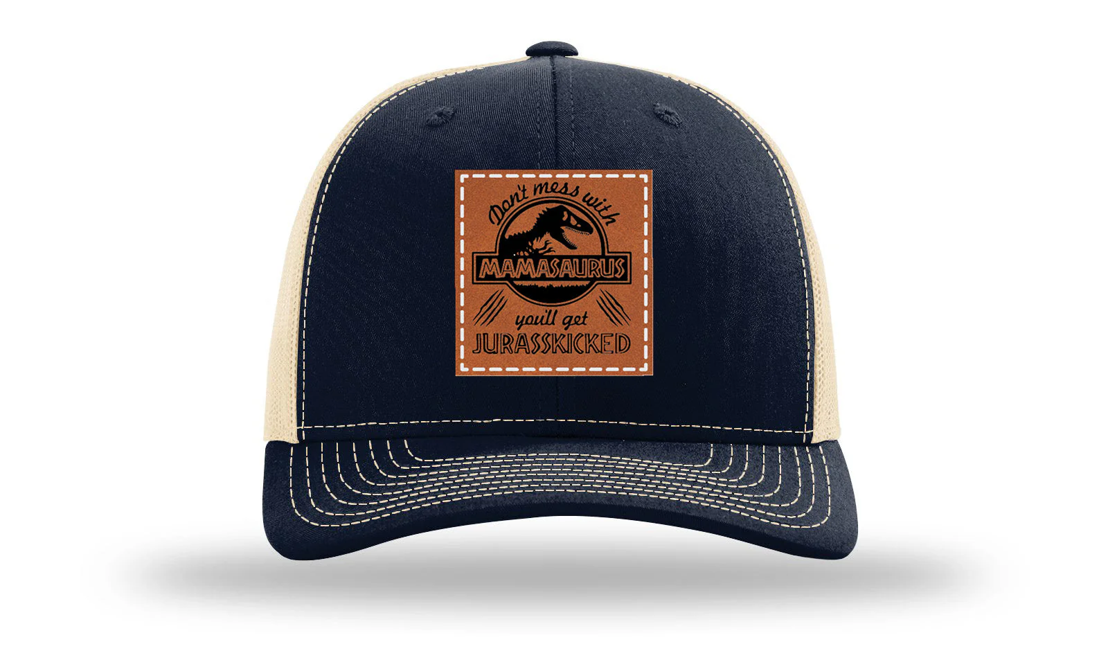 Don't Mess With Mamasaurus Leather Patch Richardson 112 Hat - Image 28