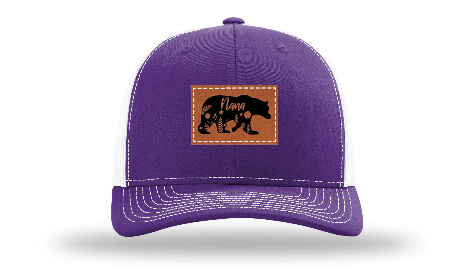 Mama Bear Floral Leather Patch Richardson 112 Hat - Image 30