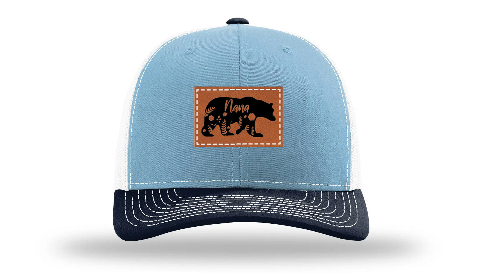 Mama Bear Floral Leather Patch Richardson 112 Hat - Image 34