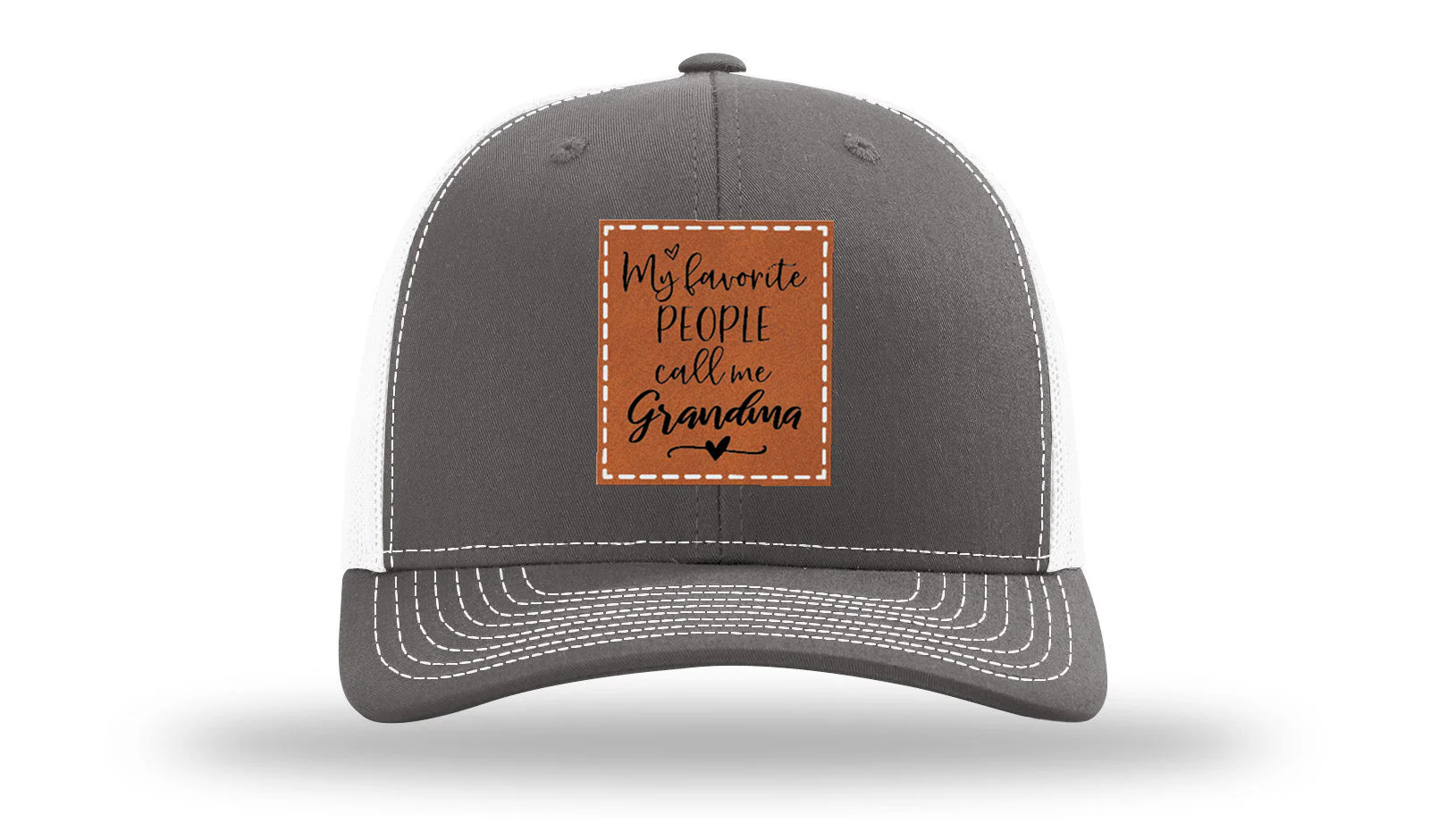 Favorite People Call Me Grandma Leather Patch Richardson 112 Hat - Image 16