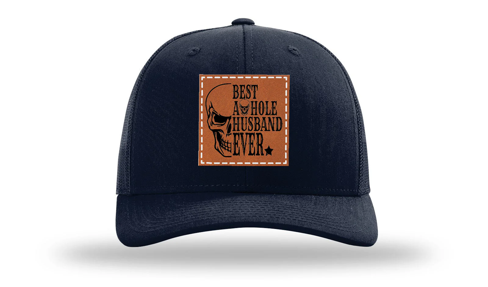Best Asshole Husband Ever Leather Patch Richardson 112 Hat - Image 4
