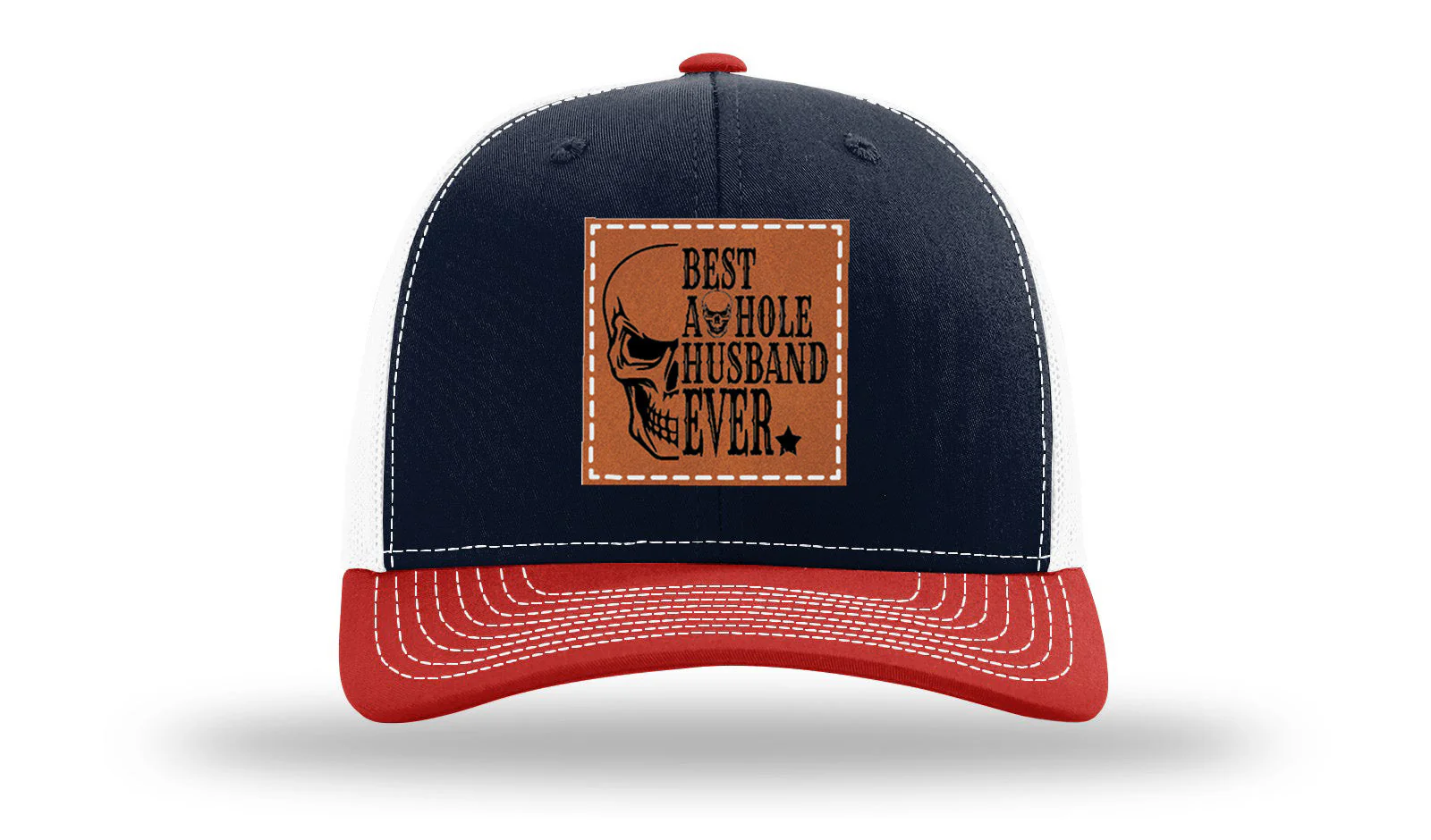 Best Asshole Husband Ever Leather Patch Richardson 112 Hat - Image 40