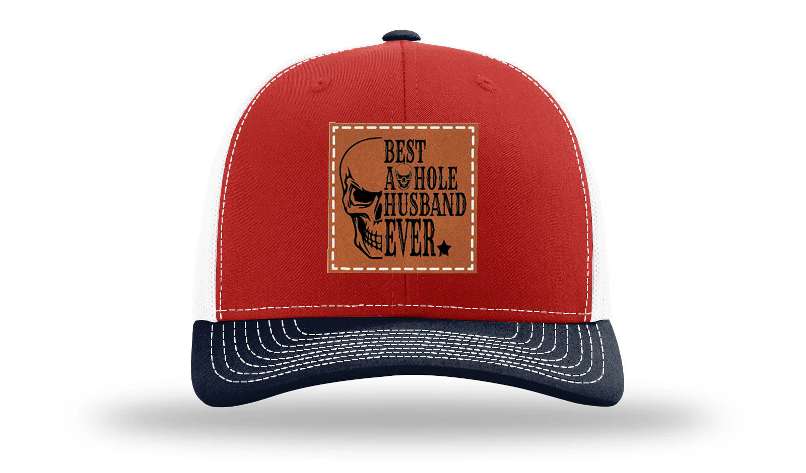 Best Asshole Husband Ever Leather Patch Richardson 112 Hat - Image 41