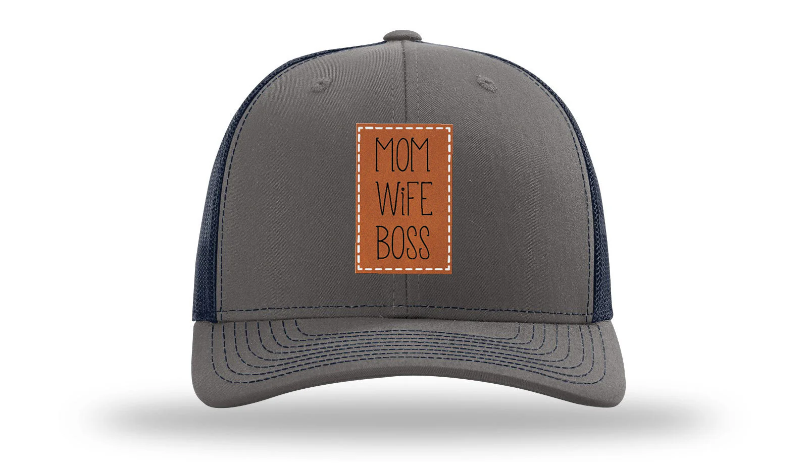 Mom Wife Boss Leather Patch Richardson 112 Hat - Image 13