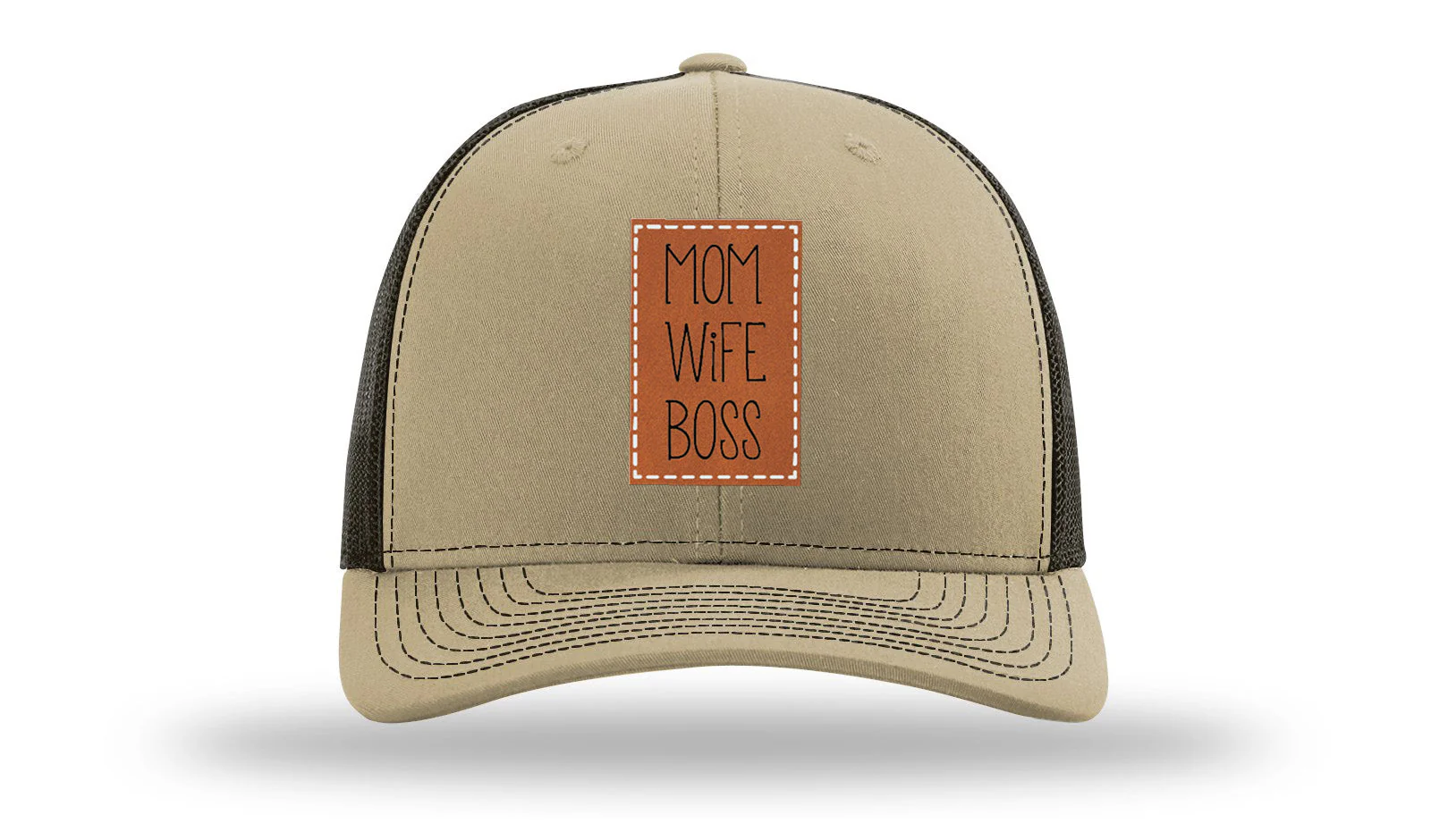 Mom Wife Boss Leather Patch Richardson 112 Hat - Image 24