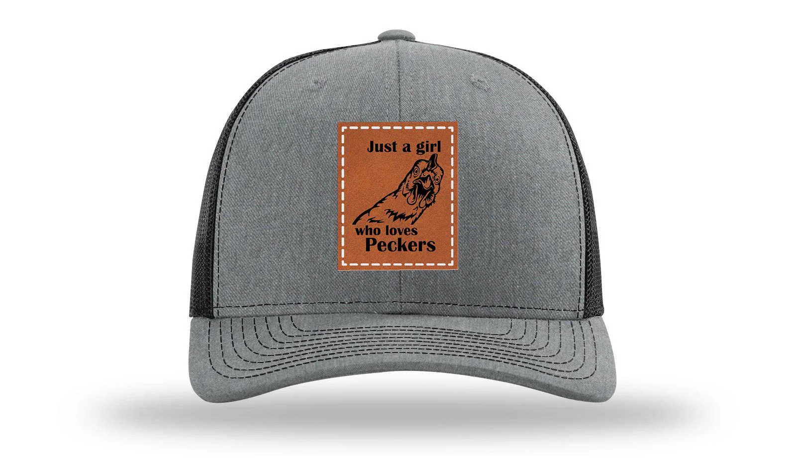 Just A Girl Who Loves Peckers Leather Patch Richardson 112 Hat - Image 20