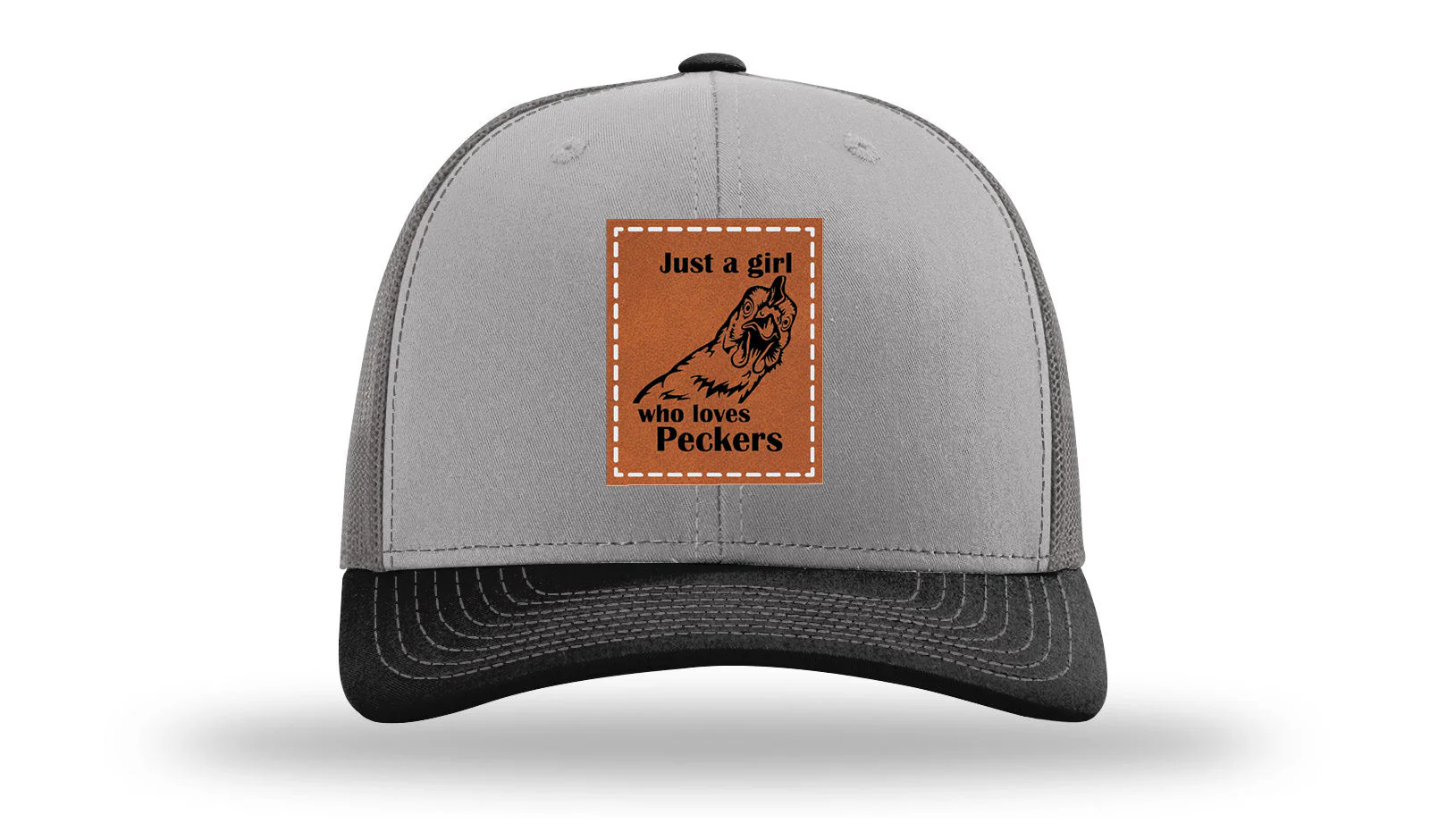 Just A Girl Who Loves Peckers Leather Patch Richardson 112 Hat - Image 36