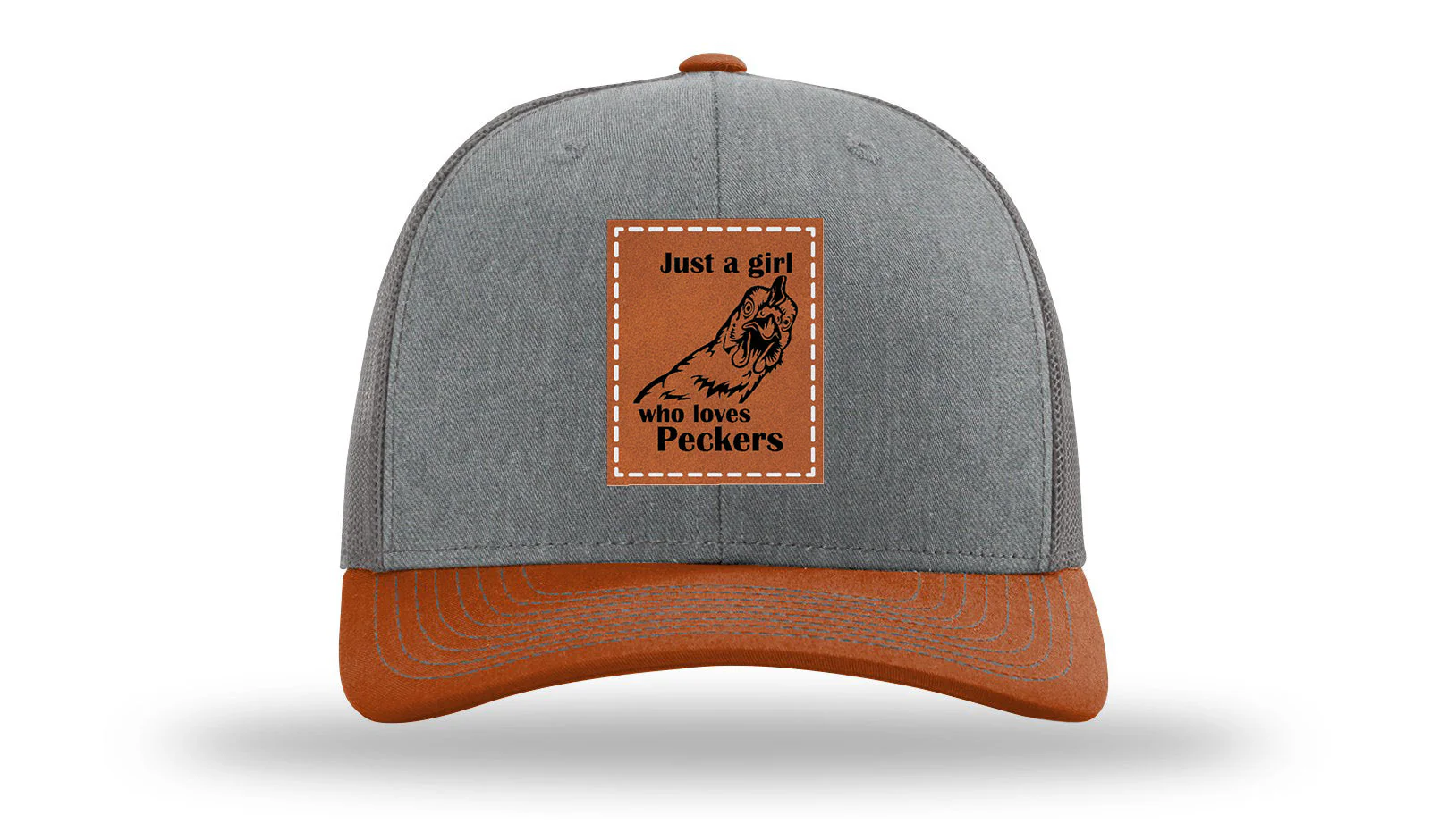 Just A Girl Who Loves Peckers Leather Patch Richardson 112 Hat - Image 39