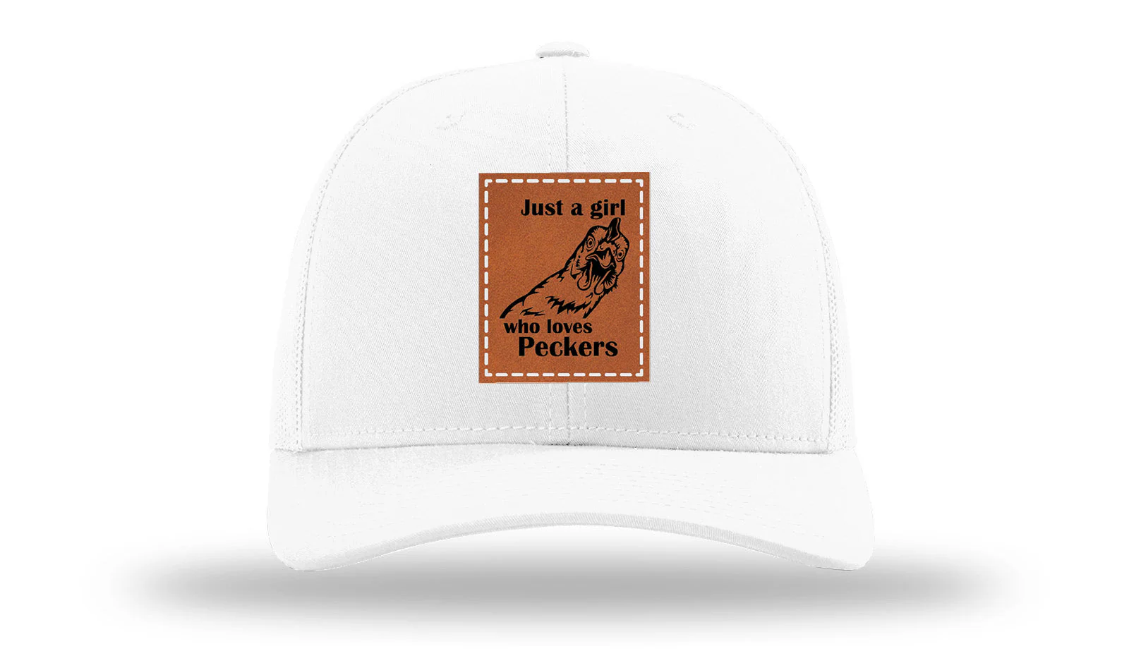 Just A Girl Who Loves Peckers Leather Patch Richardson 112 Hat - Image 5