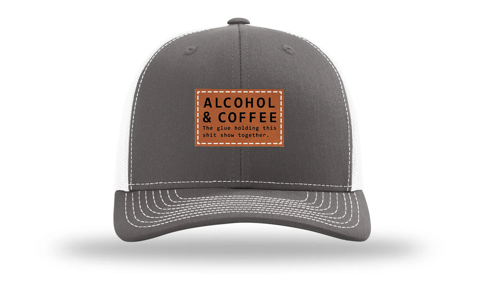 Alcohol & Coffee Leather Patch Richardson 112 Hat - Image 15