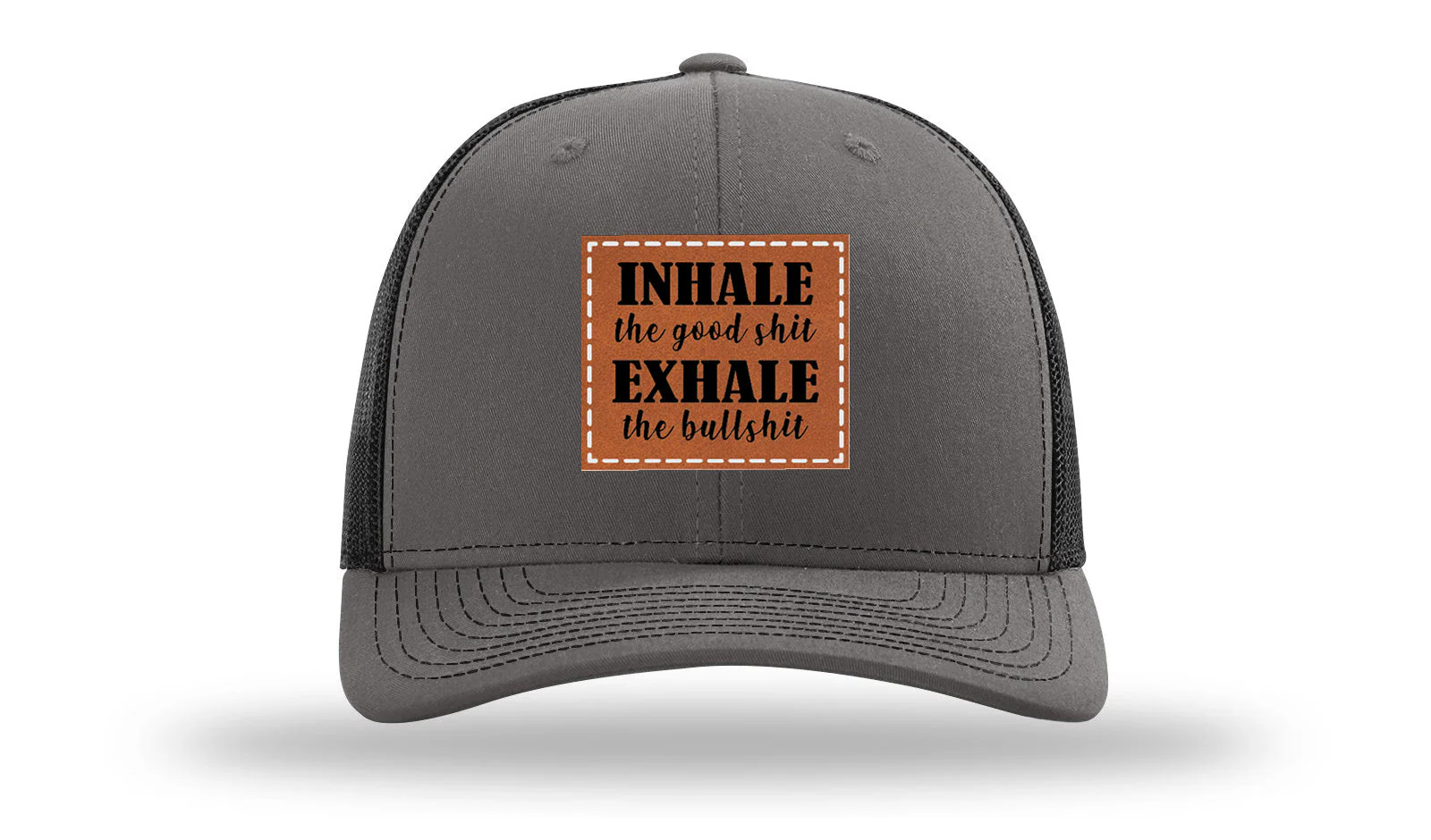 Inhale The Good Stuff Leather Patch Richardson 112 Hat - Image 11