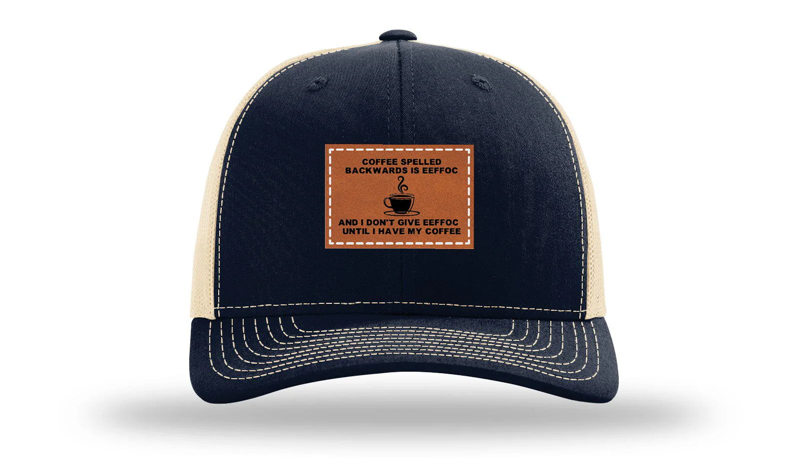 Coffee Spelled Backwards Leather Patch Richardson 112 Hat - Image 28
