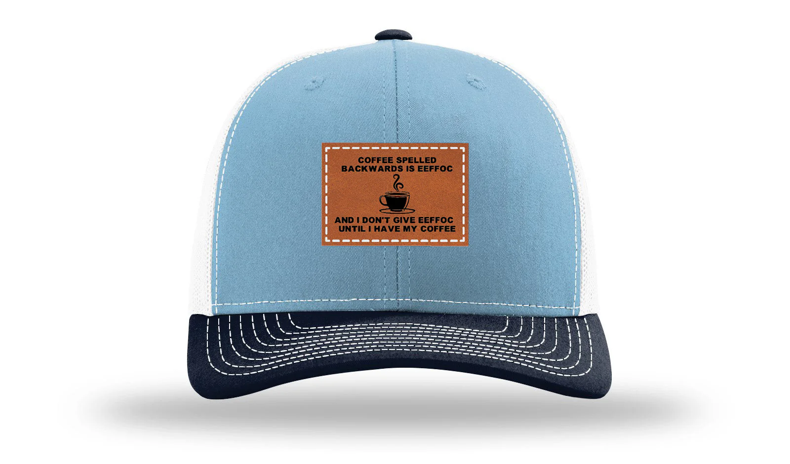 Coffee Spelled Backwards Leather Patch Richardson 112 Hat - Image 34