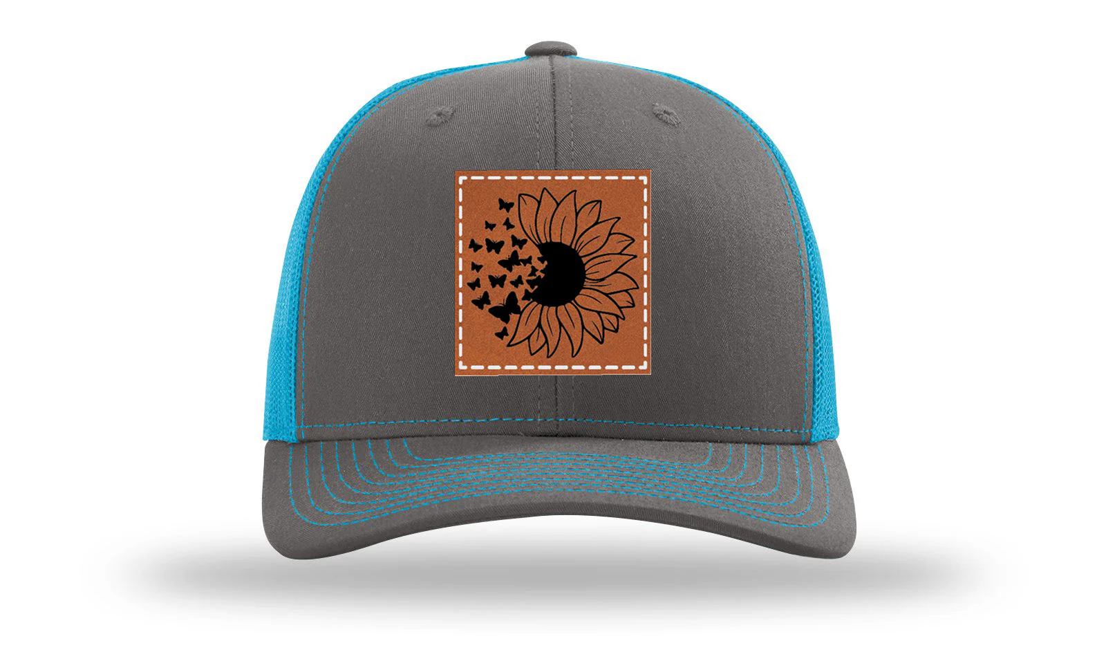 Sunflower Butterfly Leather Patch Richardson 112 Hat - Image 14